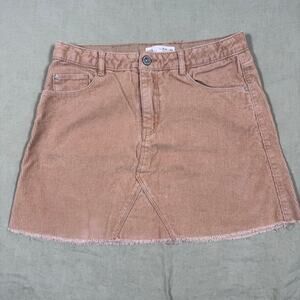 Zara Kids Tan Corduroy Mini Skirt Raw Hem Y2K A Line Size 13-14